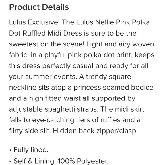 Lulus Nellie Pink Polka Dot Ruffled Midi Dress- NWT - Picture 5 of 6